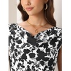 image:imageAllegra K Women Elegant Vintage Floral Cowl Neck Cap Sleeve Dress  Satin fabric Versatile for dinner date evening party Cowl neck design Shift midi silhouetteWhite Black