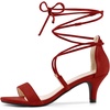 image:imageAllegra K Women Kitten Heel Lace Up Open Toe Sandals  ABS outsole 2 38 inches heel height Trendy and elegant look Ankle strap fastening Open toe designRed