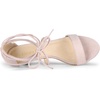 image:imageAllegra K Women Kitten Heel Lace Up Open Toe Sandals  ABS outsole 2 38 inches heel height Trendy and elegant look Ankle strap fastening Open toe designBeige Pink