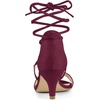 image:imageAllegra K Women Kitten Heel Lace Up Open Toe Sandals  ABS outsole 2 38 inches heel height Trendy and elegant look Ankle strap fastening Open toe designBurgundy