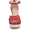 image:imageAllegra K Women Lace Espadrilles Wedge Sandals  TPR Outsole Open Toe with Ankle Strap Buckle Decor Platform Heel Espadrille Style Easy to MatchRed