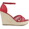 image:imageAllegra K Women Lace Espadrilles Wedge Sandals  TPR Outsole Open Toe with Ankle Strap Buckle Decor Platform Heel Espadrille Style Easy to MatchRed