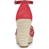 image:imageAllegra K Women Lace Espadrilles Wedge Sandals  TPR Outsole Open Toe with Ankle Strap Buckle Decor Platform Heel Espadrille Style Easy to MatchRed