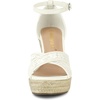 image:imageAllegra K Women Lace Espadrilles Wedge Sandals  TPR Outsole Open Toe with Ankle Strap Buckle Decor Platform Heel Espadrille Style Easy to MatchWhite