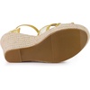 image:imageAllegra K Women Lace Espadrilles Wedge Sandals  TPR Outsole Open Toe with Ankle Strap Buckle Decor Platform Heel Espadrille Style Easy to MatchYellow Green