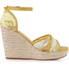 image:imageAllegra K Women Lace Espadrilles Wedge Sandals  TPR Outsole Open Toe with Ankle Strap Buckle Decor Platform Heel Espadrille Style Easy to MatchYellow Green