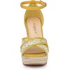 image:imageAllegra K Women Lace Espadrilles Wedge Sandals  TPR Outsole Open Toe with Ankle Strap Buckle Decor Platform Heel Espadrille Style Easy to MatchYellow Green