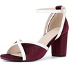 image:imageAllegra K Womens Ankle Strap Open Toe Chunky Heel Velvet SandalsBurgundy