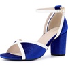 image:imageAllegra K Womens Ankle Strap Open Toe Chunky Heel Velvet SandalsRoyal Blue