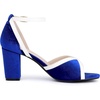 image:imageAllegra K Womens Ankle Strap Open Toe Chunky Heel Velvet SandalsRoyal Blue