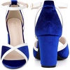 image:imageAllegra K Womens Ankle Strap Open Toe Chunky Heel Velvet SandalsRoyal Blue