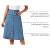 image:imageAllegra K Womens Denim Skirt A Line Button Down Midi Jean Skirts  High Waisted Stretchy Pockets Elastic Waist Back Below Knee Length Casual Summer Western SkirtsLight Blue