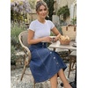 image:imageAllegra K Womens Denim Skirt A Line Button Down Midi Jean Skirts  High Waisted Stretchy Pockets Elastic Waist Back Below Knee Length Casual Summer Western SkirtsMedium Blue