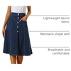image:imageAllegra K Womens Denim Skirt A Line Button Down Midi Jean Skirts  High Waisted Stretchy Pockets Elastic Waist Back Below Knee Length Casual Summer Western SkirtsDark Blue