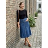 image:imageAllegra K Womens Denim Skirt A Line Button Down Midi Jean Skirts  High Waisted Stretchy Pockets Elastic Waist Back Below Knee Length Casual Summer Western SkirtsBlue