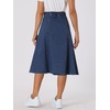 image:imageAllegra K Womens Denim Skirt A Line Button Down Midi Jean Skirts  High Waisted Stretchy Pockets Elastic Waist Back Below Knee Length Casual Summer Western SkirtsMedium Blue
