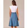 image:imageAllegra K Womens Denim Skirt A Line Button Down Midi Jean Skirts  High Waisted Stretchy Pockets Elastic Waist Back Below Knee Length Casual Summer Western SkirtsLight Blue