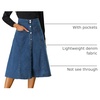 image:imageAllegra K Womens Denim Skirt A Line Button Down Midi Jean Skirts  High Waisted Stretchy Pockets Elastic Waist Back Below Knee Length Casual Summer Western SkirtsBlue