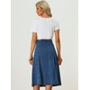 image:imageAllegra K Womens Denim Skirt A Line Button Down Midi Jean Skirts  High Waisted Stretchy Pockets Elastic Waist Back Below Knee Length Casual Summer Western SkirtsBlue