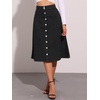 image:imageAllegra K Womens Denim Skirt A Line Button Down Midi Jean Skirts  High Waisted Stretchy Pockets Elastic Waist Back Below Knee Length Casual Summer Western SkirtsBlack