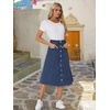 image:imageAllegra K Womens Denim Skirt A Line Button Down Midi Jean Skirts  High Waisted Stretchy Pockets Elastic Waist Back Below Knee Length Casual Summer Western SkirtsMedium Blue