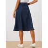 image:imageAllegra K Womens Denim Skirt A Line Button Down Midi Jean Skirts  High Waisted Stretchy Pockets Elastic Waist Back Below Knee Length Casual Summer Western SkirtsDark Blue
