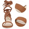 image:imageAllegra K Womens Open Toe Lace Up Mid Chunky Heeled Sandals  Party SandalsBrown