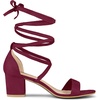 image:imageAllegra K Womens Open Toe Lace Up Mid Chunky Heeled Sandals  Party SandalsBurgundy