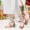 image:imageAllegra K Womens Open Toe Lace Up Mid Chunky Heeled Sandals  Party SandalsGrey