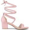 image:imageAllegra K Womens Open Toe Lace Up Mid Chunky Heeled Sandals  Party SandalsLight Pink