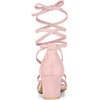 image:imageAllegra K Womens Open Toe Lace Up Mid Chunky Heeled Sandals  Party SandalsLight Pink