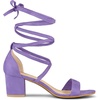 image:imageAllegra K Womens Open Toe Lace Up Mid Chunky Heeled Sandals  Party SandalsPurple