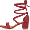 image:imageAllegra K Womens Open Toe Lace Up Mid Chunky Heeled Sandals  Party SandalsRed