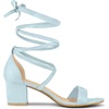 image:imageAllegra K Womens Open Toe Lace Up Mid Chunky Heeled Sandals  Party SandalsSky Blue