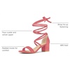image:imageAllegra K Womens Open Toe Lace Up Mid Chunky Heeled Sandals  Party SandalsWatermelon Red