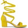 image:imageAllegra K Womens Open Toe Lace Up Mid Chunky Heeled Sandals  Party SandalsYellow