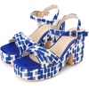 image:imageAllegra K Womens Platform Heels Open Toe Plaid Chunky Heel SandalsBlue