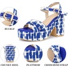 image:imageAllegra K Womens Platform Heels Open Toe Plaid Chunky Heel SandalsBlue