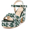image:imageAllegra K Womens Platform Heels Open Toe Plaid Chunky Heel SandalsGreen