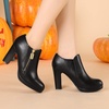 image:imageAllegra K Womens Platform Round Toe Chunky Heelss Ankle Booties  Dress BootsBlack