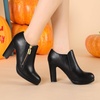 image:imageAllegra K Womens Platform Round Toe Chunky Heelss Ankle Booties  Dress BootsBlack
