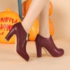 image:imageAllegra K Womens Platform Round Toe Chunky Heelss Ankle Booties  Dress BootsBurgundy