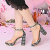 image:imageAllegra K Womens Printed Clear Platform Chunky Heel Sandals  Party SandalsGrey