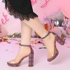 image:imageAllegra K Womens Printed Clear Platform Chunky Heel Sandals  Party SandalsHot Pink