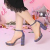 image:imageAllegra K Womens Printed Clear Platform Chunky Heel Sandals  Party SandalsPurple
