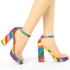 image:imageAllegra K Womens Printed Clear Platform Chunky Heel Sandals  Party SandalsRainbow