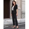 image:imageAllegra K Womens Short Sleeve Blazer Work Office Notched Lapel Suit Jacket  Two front pockets Button front closure Lightweight Business Casual Dressy JacketsBlack