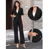 image:imageAllegra K Womens Short Sleeve Blazer Work Office Notched Lapel Suit Jacket  Two front pockets Button front closure Lightweight Business Casual Dressy JacketsBlack