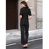 image:imageAllegra K Womens Short Sleeve Blazer Work Office Notched Lapel Suit Jacket  Two front pockets Button front closure Lightweight Business Casual Dressy JacketsBlack
