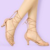 image:imageAllegra K Womens Strappy Lace Up Kitten Heel Dress Sandals  Synthetic Leather Vamp with ABS Kitten Heel Padded Insole for Comfort Party ready Open Toe Strappy DesignNude